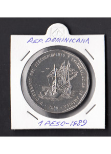 1989 - 1 peso Repubblica Dominicana 5 Centenario Anniv. scoperta America